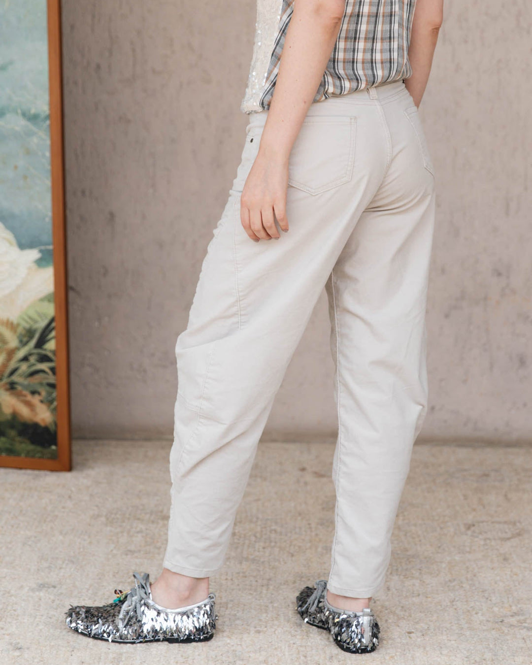 Jean Balloon Velvet Ivory, jean en algodón