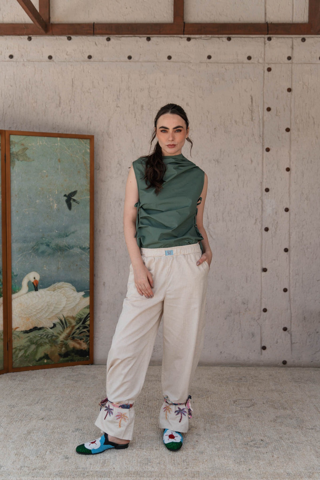 Pantalón Greenhouse Ivory, pantalón en algodón