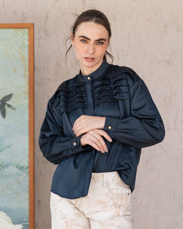 Camisa Eugenia Zafiro, camisa en poliéster
