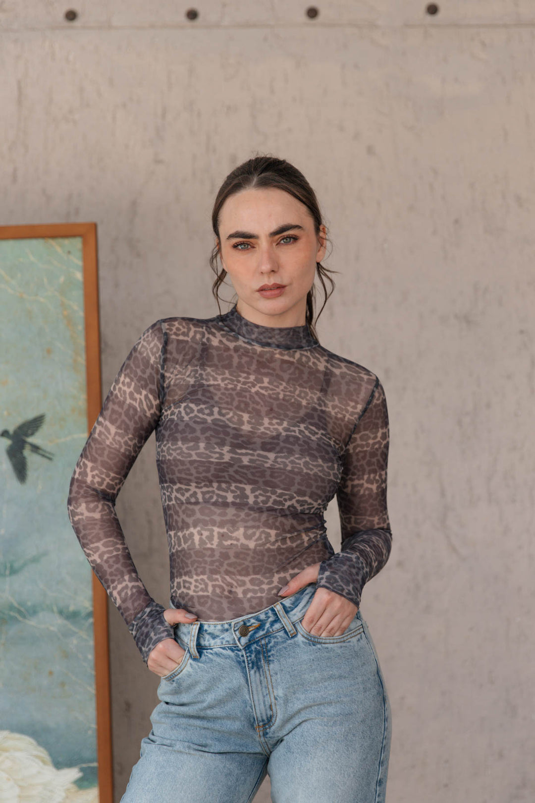 Top Mesh Wild Military, top en poliéster