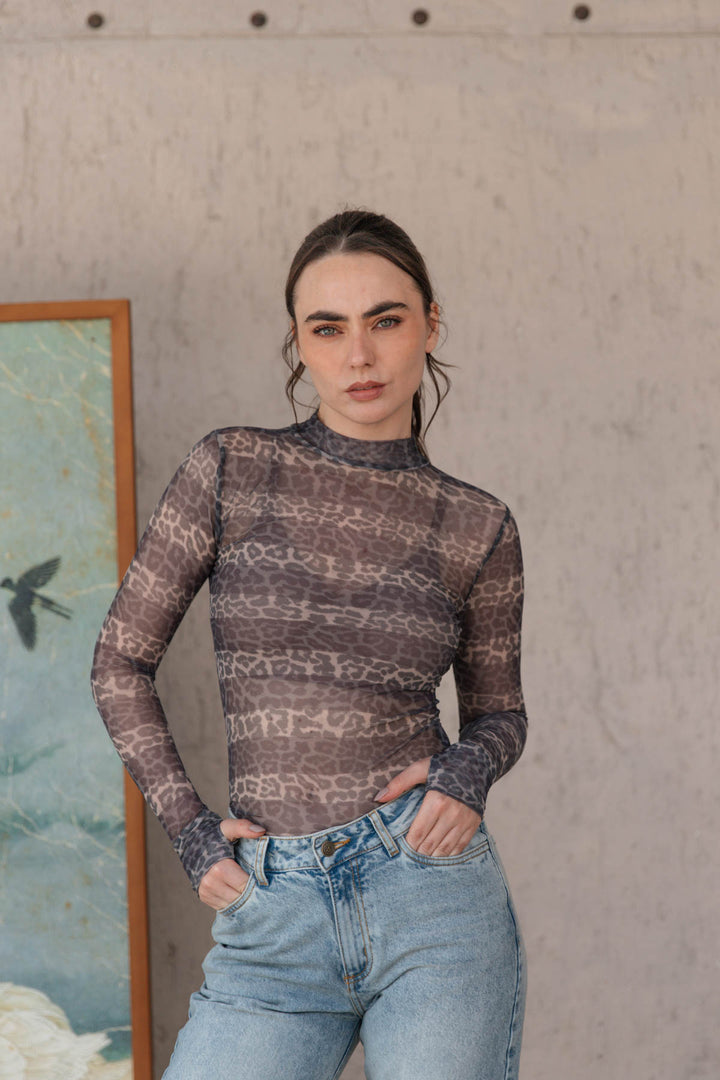 Top Mesh Wild Military, top en poliéster