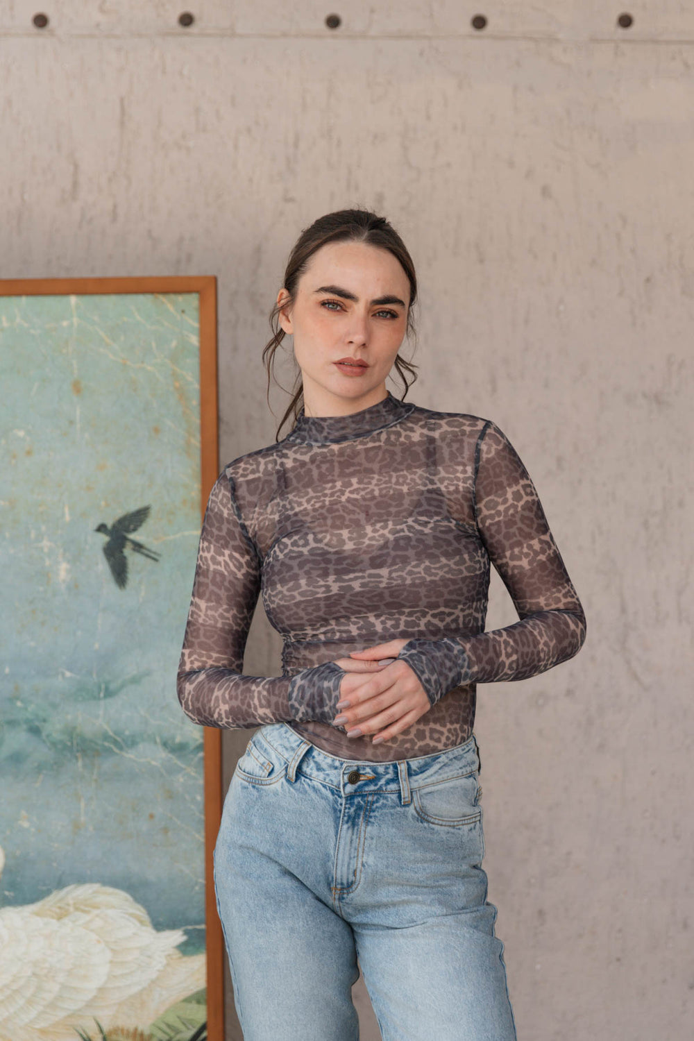 Top Mesh Wild Military, top en poliéster