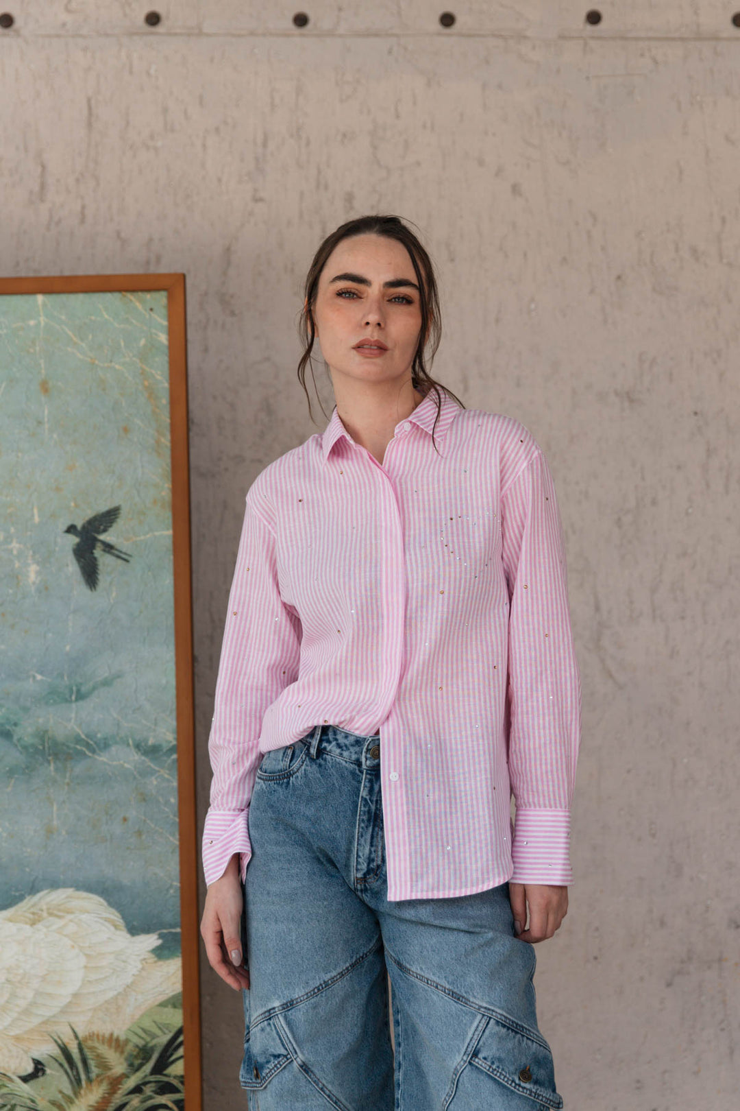 Camisa Shiny Heart Hot Pink, camisa en algodón
