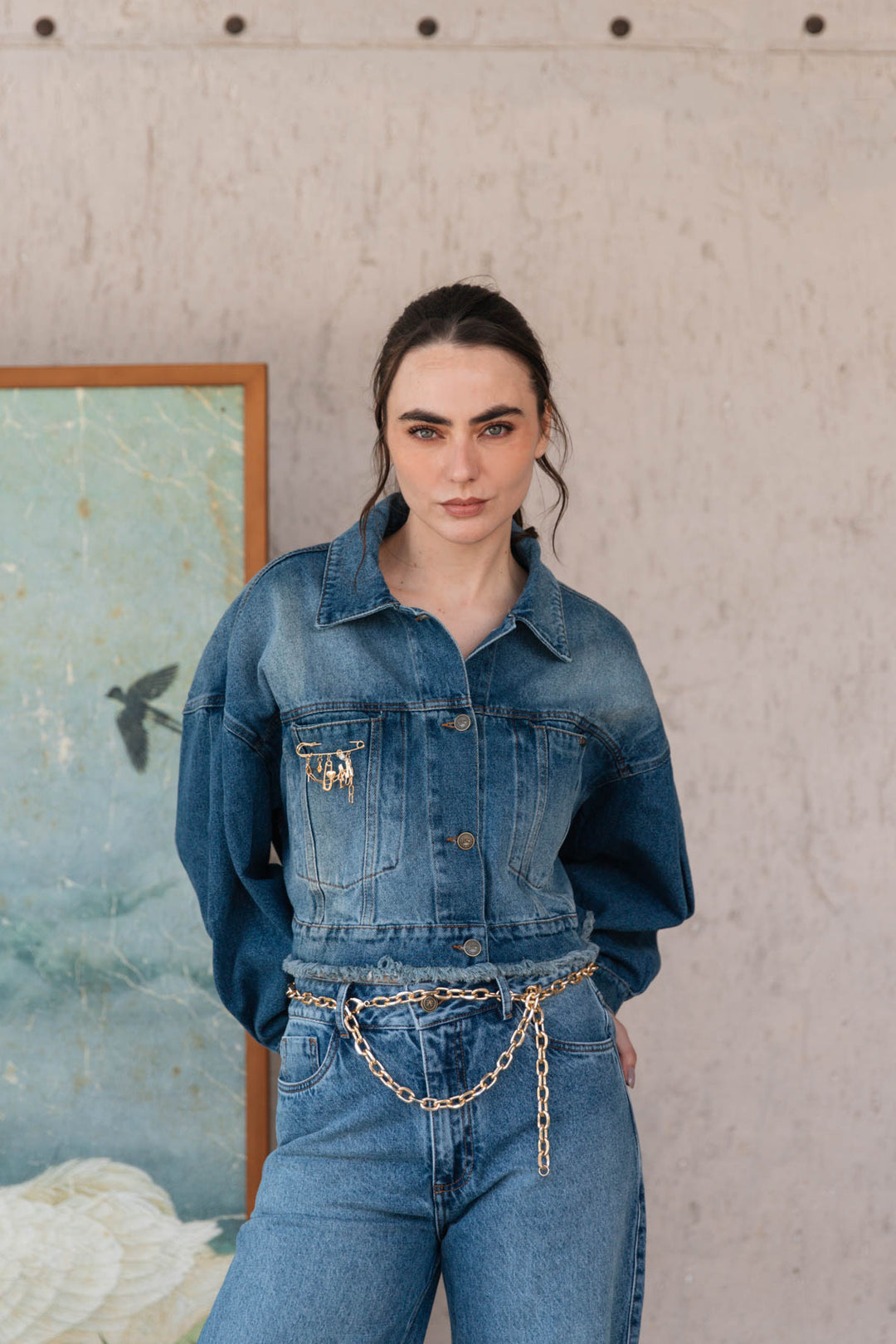 Chaqueta Barrel Denim, chaqueta en algodón