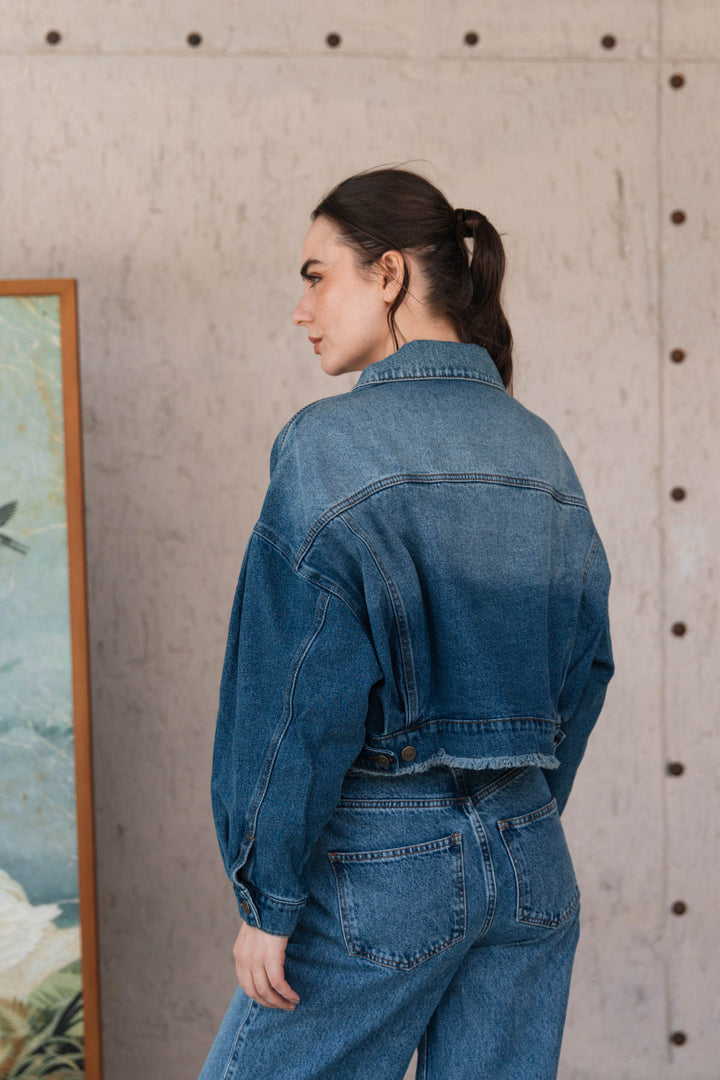 Chaqueta Barrel Denim, chaqueta en algodón