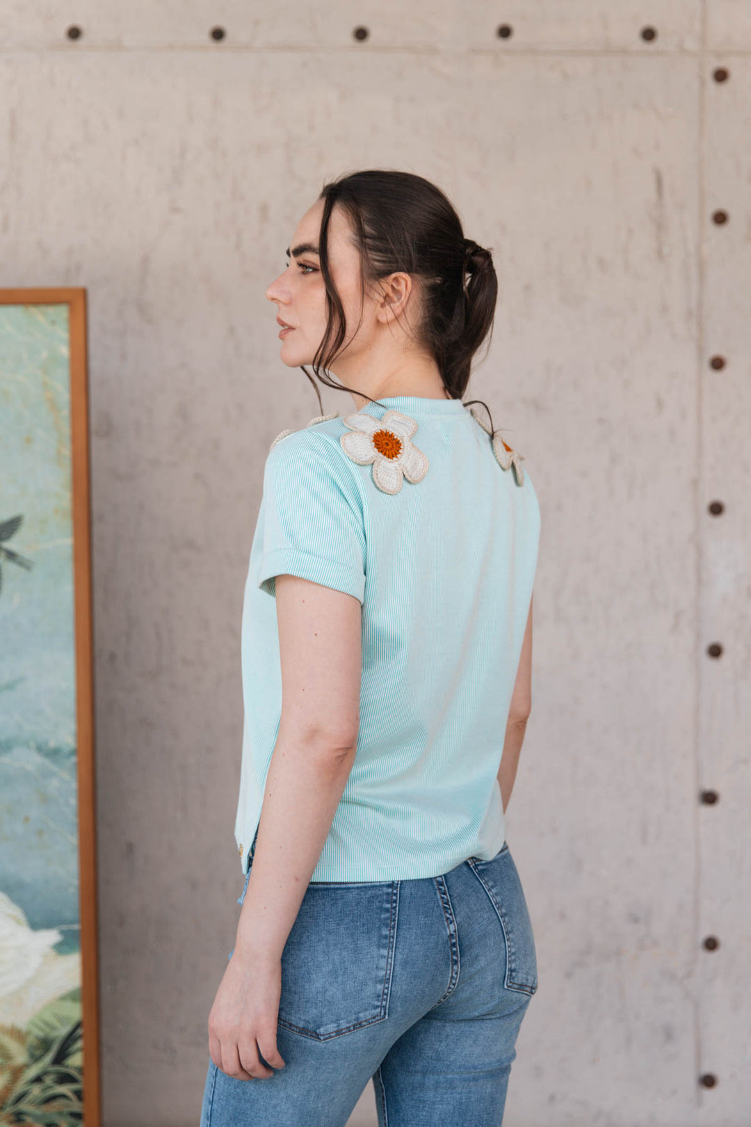 Top Daisy Aqua, top en algodón