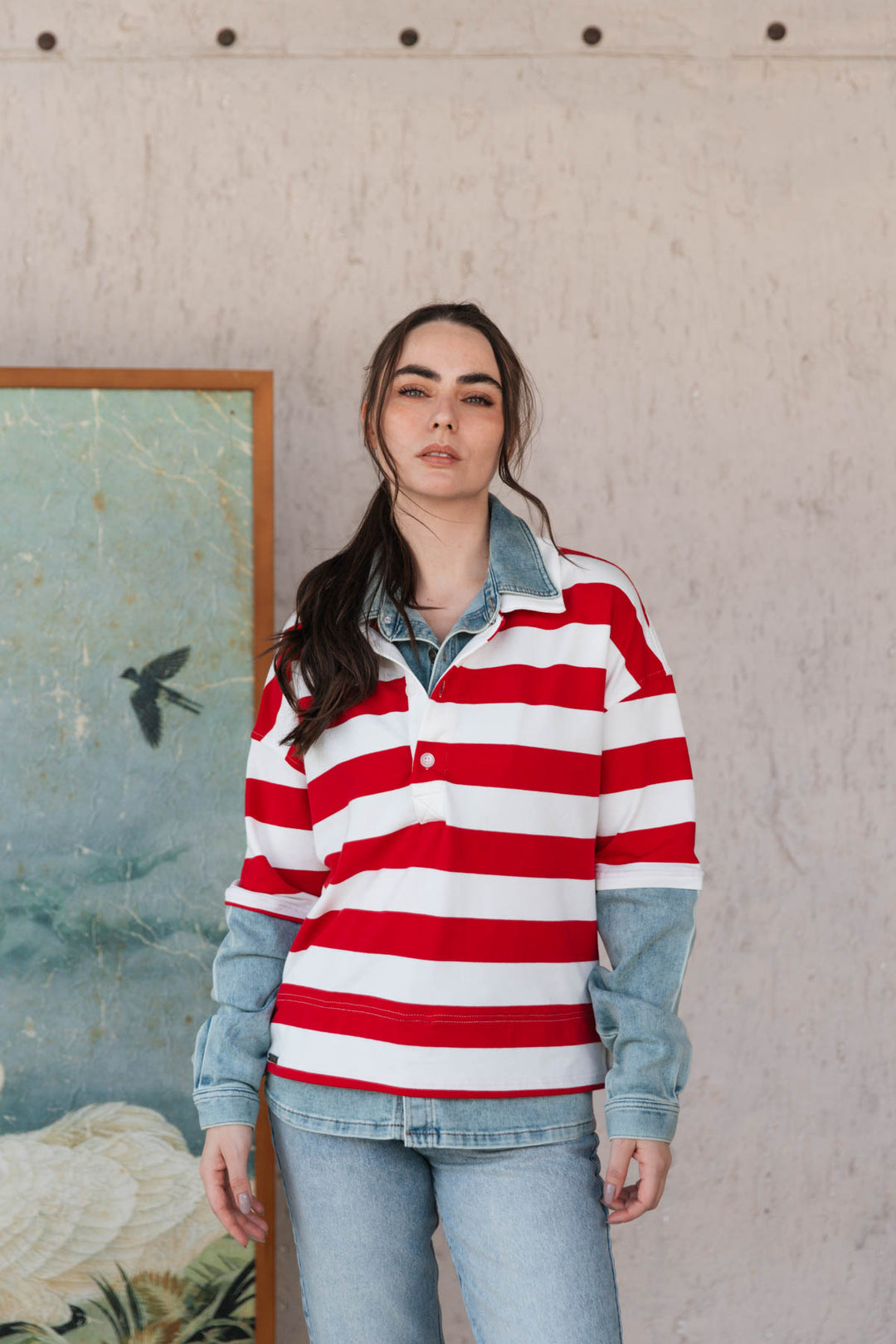 Polo Preppy Love Red, camiseta en algodón