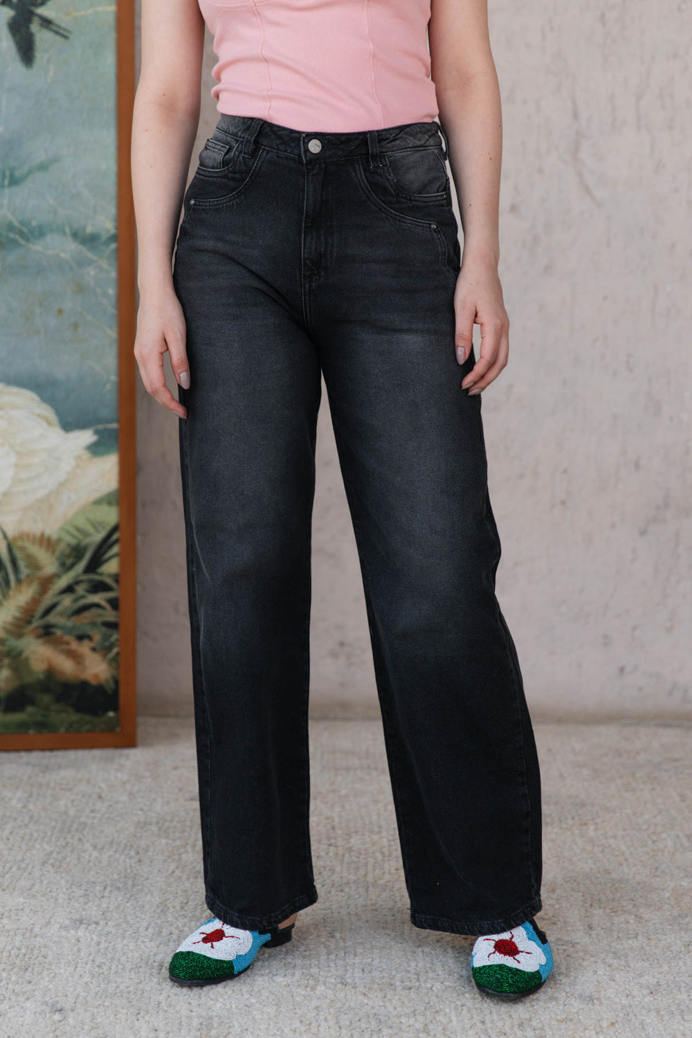 Jean Pockets Black, jean en algodón