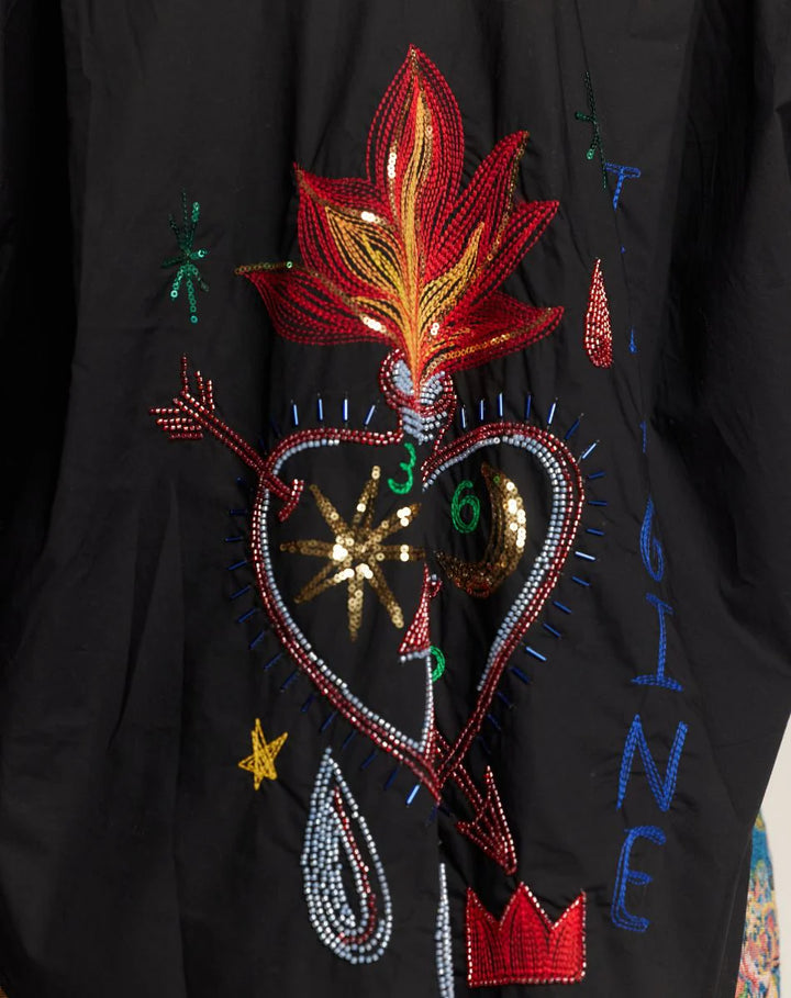 Adelyne Denim Emb Shirt Black