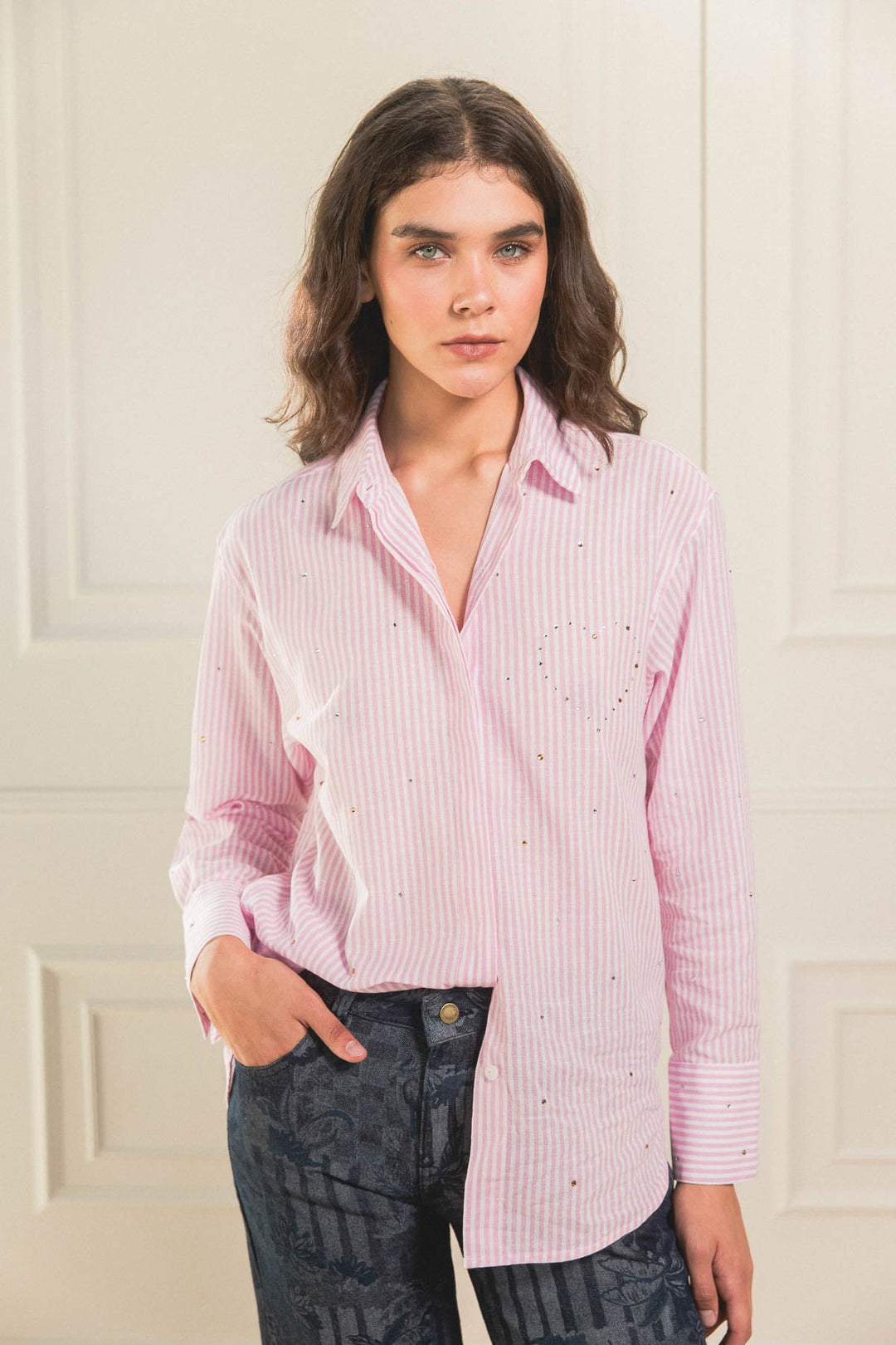 Camisa Shiny Heart Hot Pink - Flow