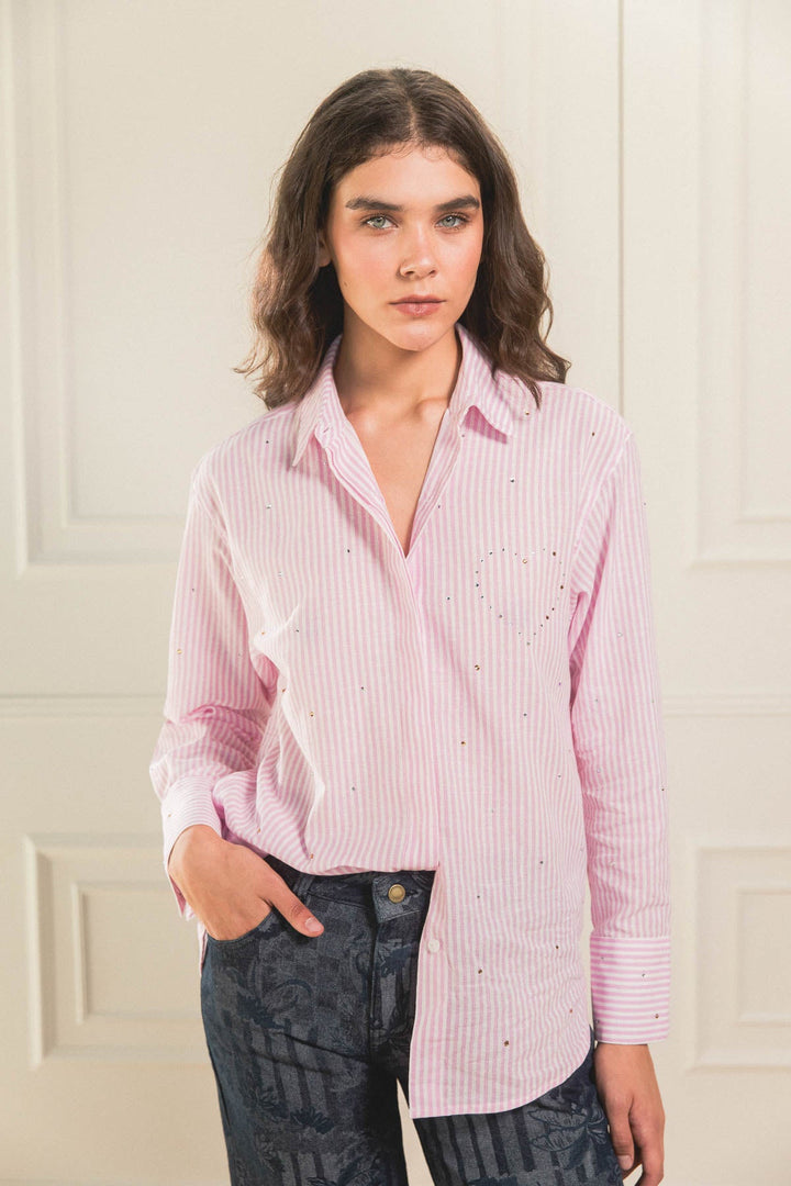 Camisa Shiny Heart Hot Pink - Flow