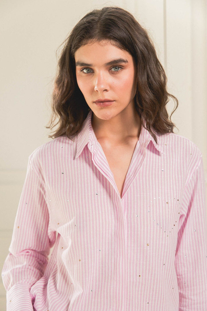 Camisa Shiny Heart Hot Pink - Flow