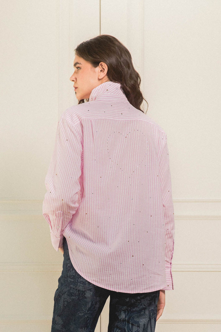 Camisa Shiny Heart Hot Pink - Flow