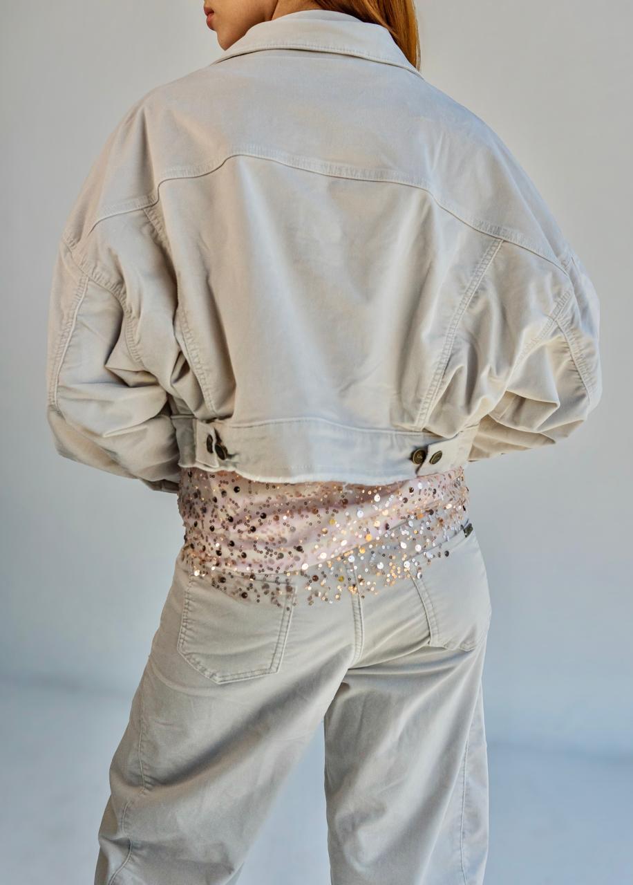 Chaqueta Balloon Velvet Ivory
