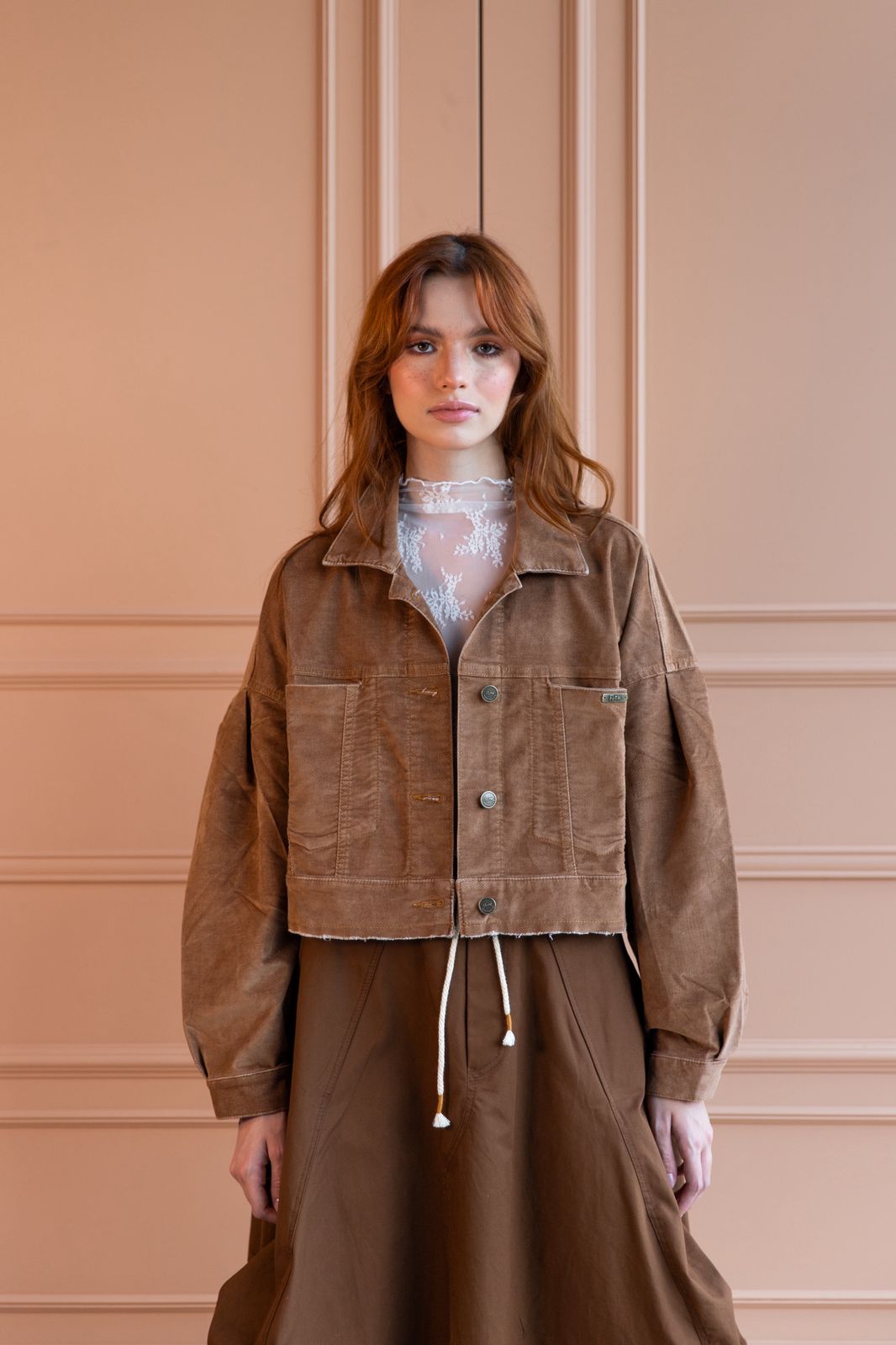 Chaqueta Balloon Velvet Caramel