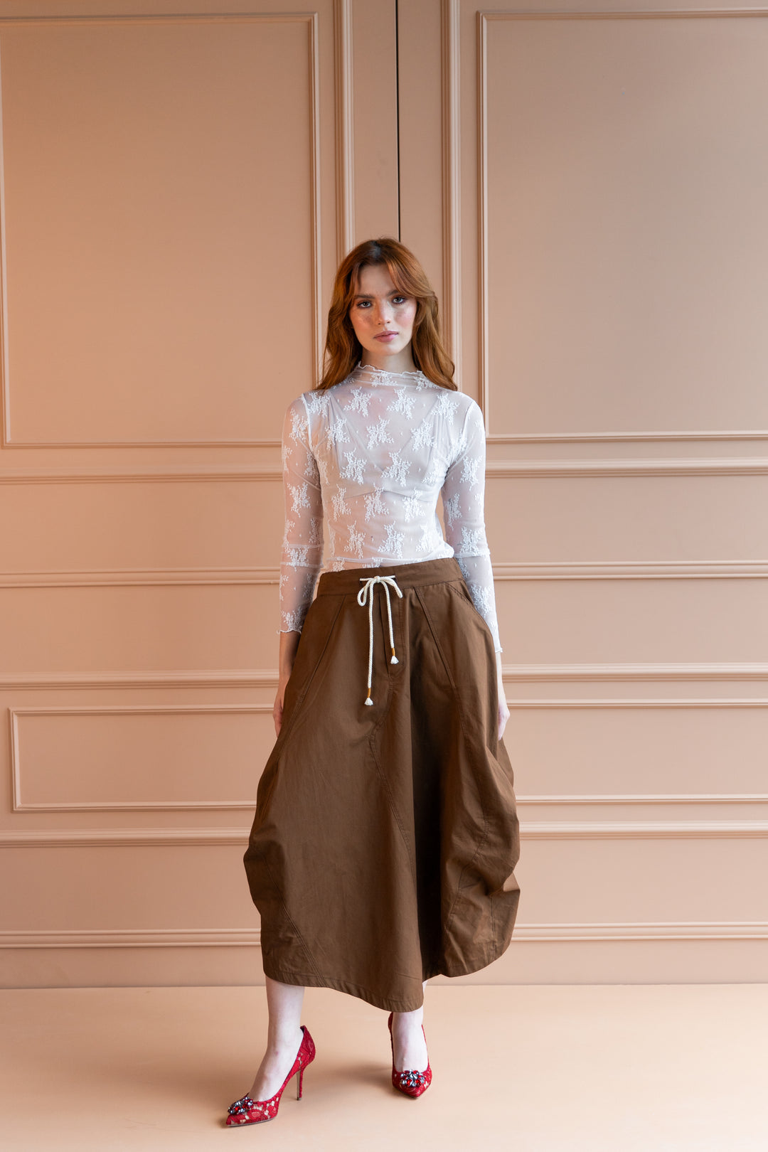 Top Mesh Flower White