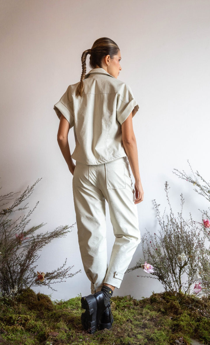 Pantalon Cuero Vegano Ivory