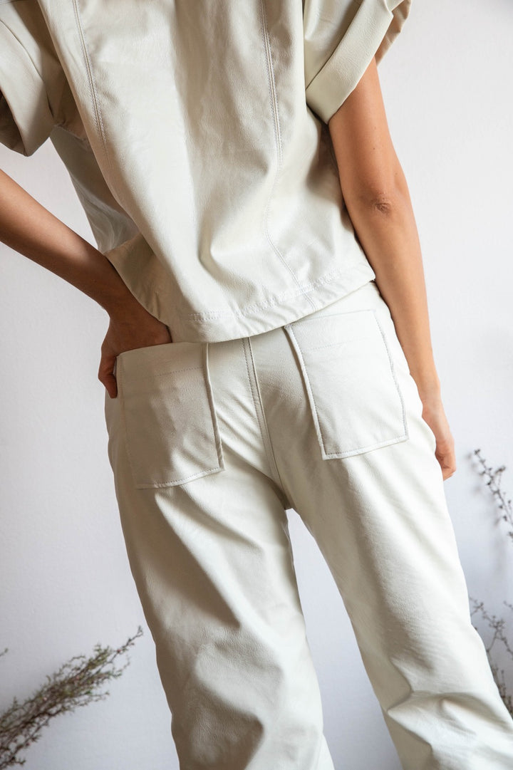 Pantalon Cuero Vegano Ivory